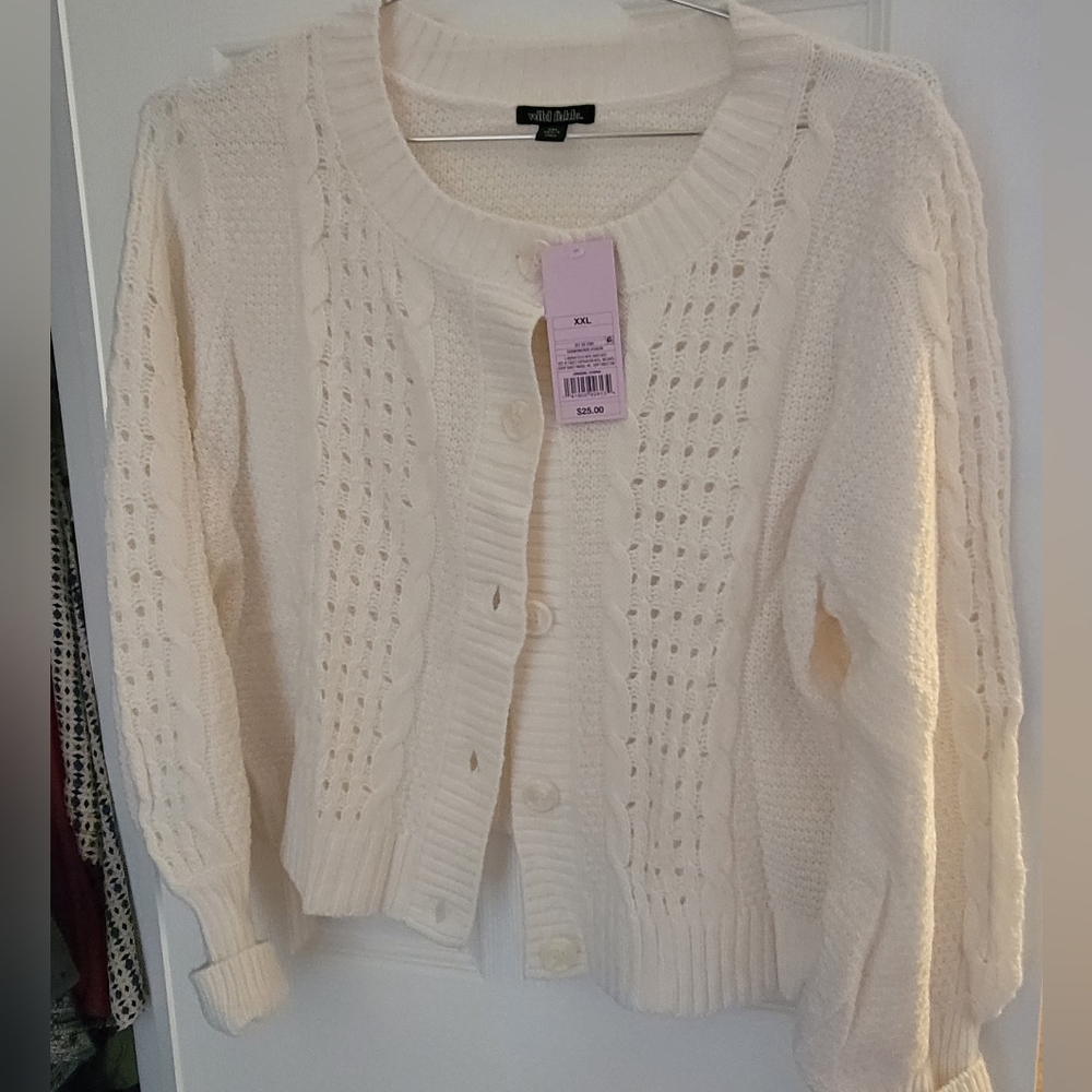 White knit wild Fable sweater xxl